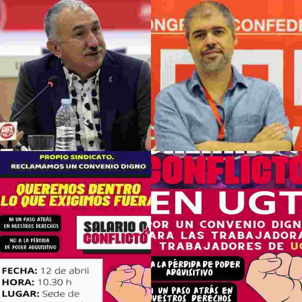 UGT Andalucia protesta contra los recortes salariales a su plantilla, también la de CCOO en Galicia.