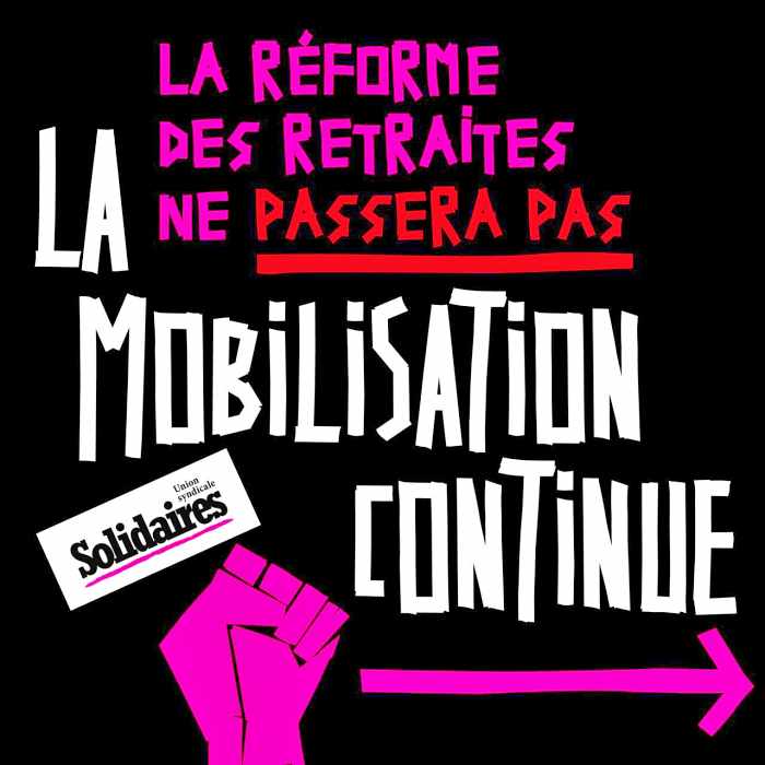 Cartel de Solidaires llamando a continuar la movilización