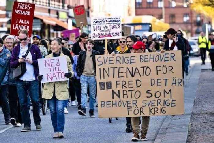 Protestan en Suecia contra la OTAN y los movimientos de tropas
