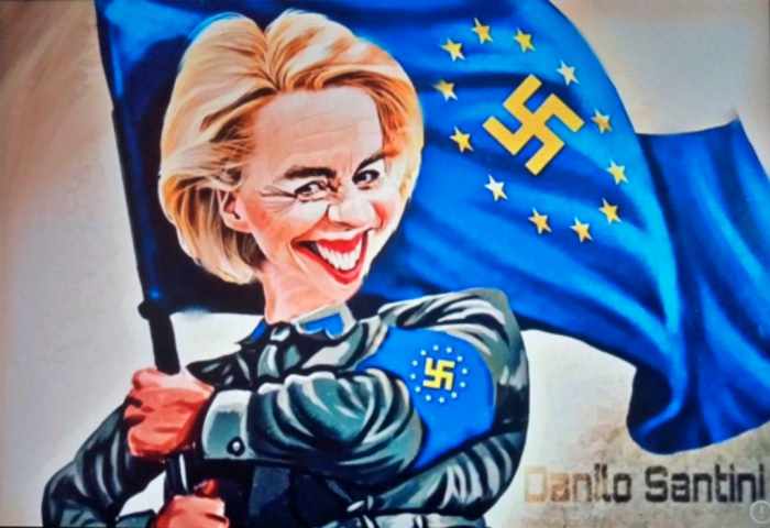 Caricatura filonazi de la presidenta de la Comisión Europea
