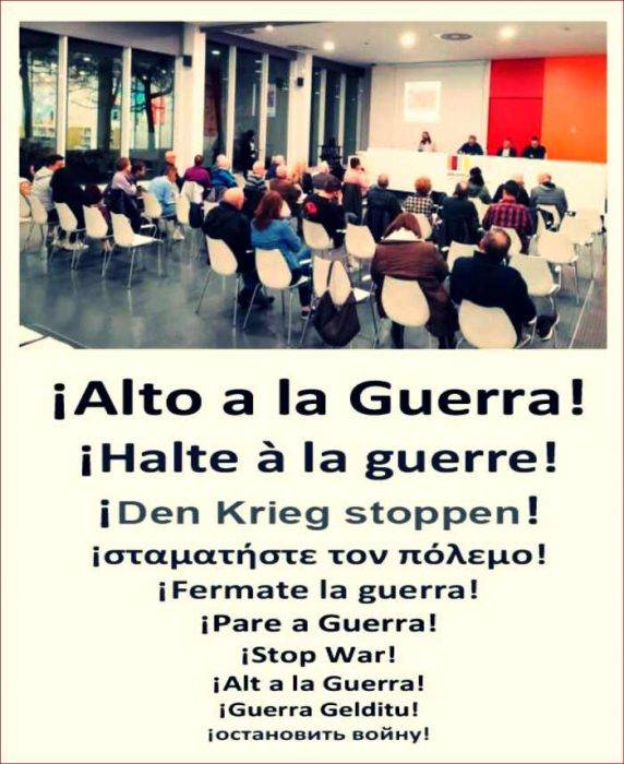 2ª reunión virtual de firmantes en España del Manifiesto Internacional ¡Alto a la Guerra! ¡Alto el fuego inmediato! 17 abril a las 19,00.