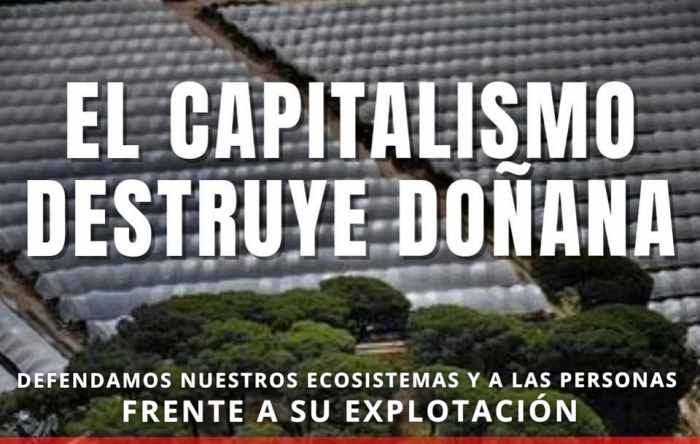 Cartel crítico con la especulación capitalista en Doñana
