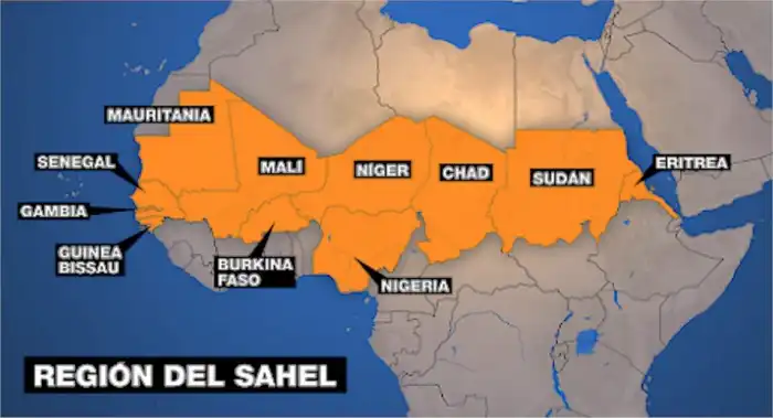 Mapa de la región del Sahel en Africa