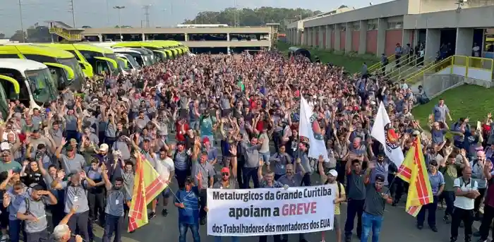 Manifestación en Brasil de apoyo a la huelga estadounidense