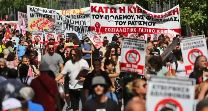 Manifestación en Grecia contra la reforma laboral del gobierno