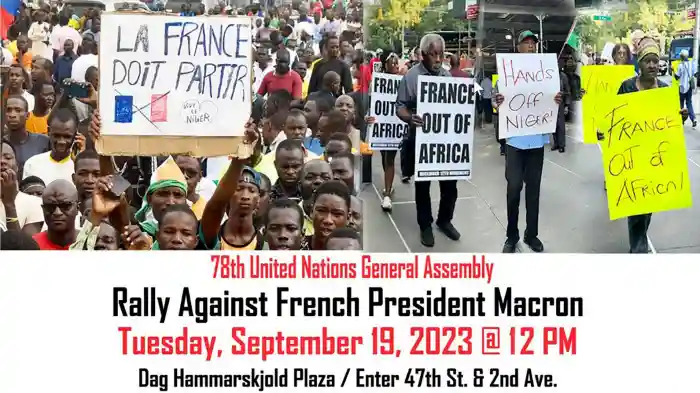 Manifestación ante Naciones Unidas contra el imperialismo en África