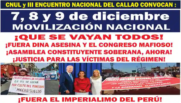 La CNUL convoca movilización nacional contra la dictadura de Boluarte