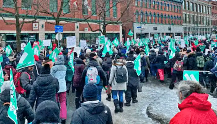 Manifestación trabajadores en Quebec