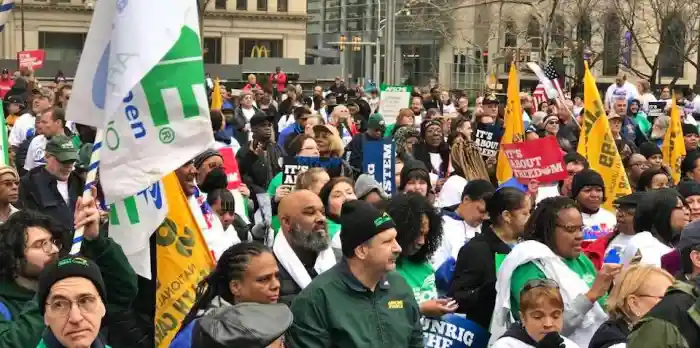 Manifestación trabajadores estados unidos