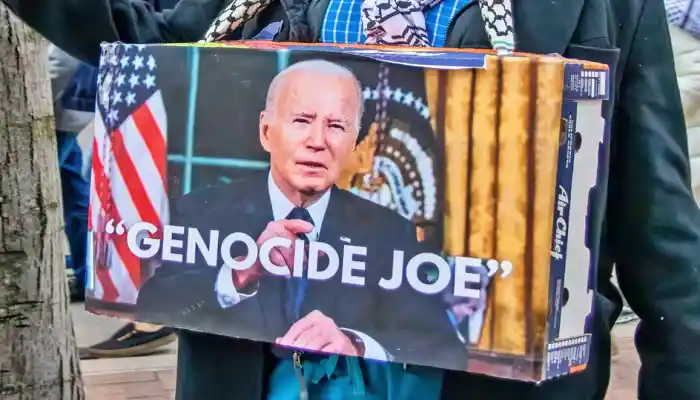 Manifestación en New York contra el genocida Biden