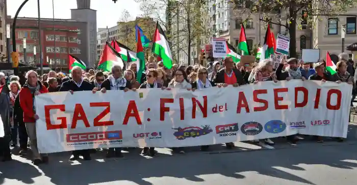 Foto de manifestación unitaria por Palestina en Gijón