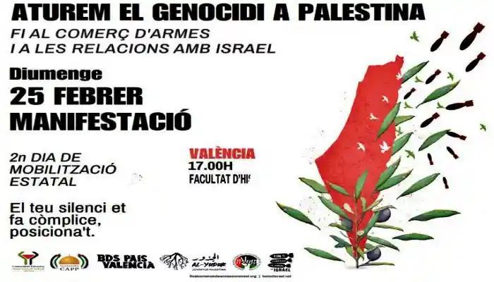 Cartel de la convocatoria del 25F de solidaridad con Palestina