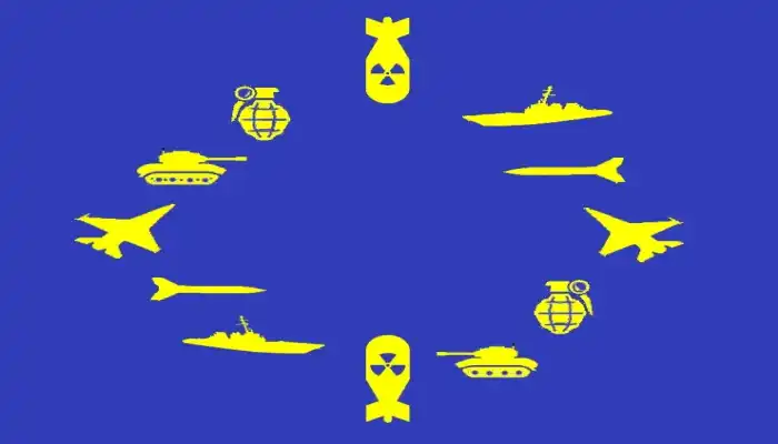 Dibujo de las estrellas de la bandera de la UE sustituidas por armas
