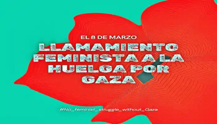 Imagen de la portada del folleto convocando a la huelga por Gaza el 8 de marzo