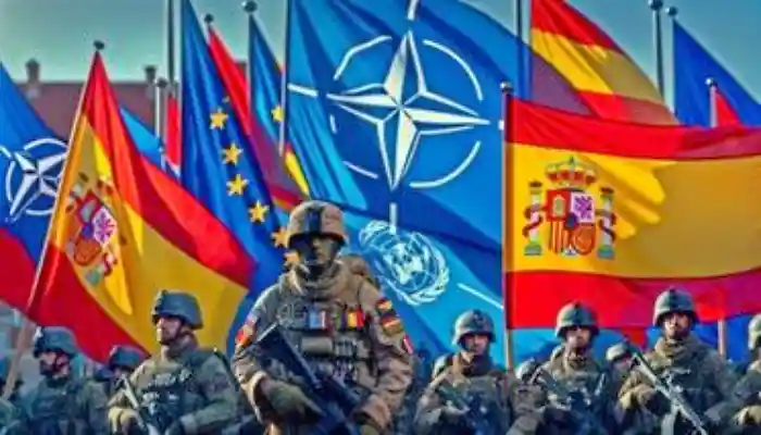 Imagen del ejército español desfilando entre de la OTAN