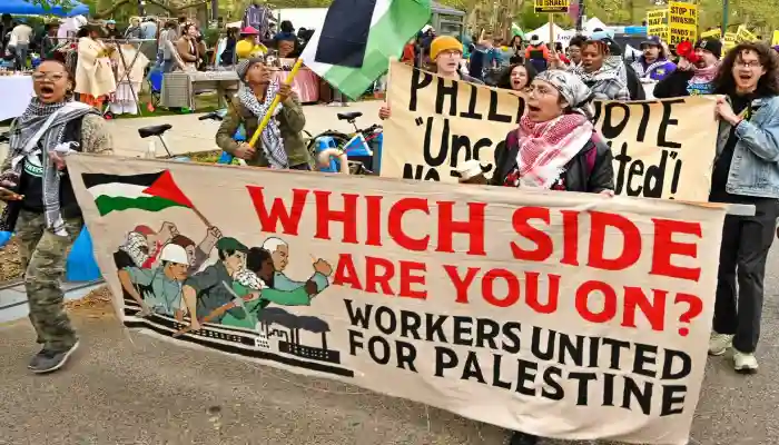 Día de Solidaridad de los Trabajadores con Palestina. Filadelfia, 13 de abril de 2024. WW Foto: Joe Piette