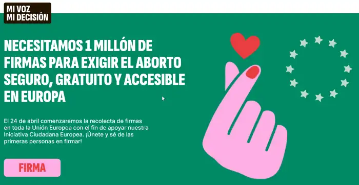 Campaña europea «Mi Voz Mi Decisión» por un aborto seguro, libre y gratuito