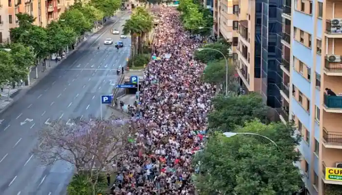 Foto de la manifestación masiva realizada en Mallorca