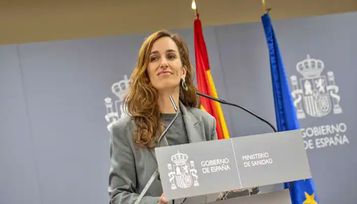 La Ministra de Sanidad Mónica García en intervención tras el consejo interterritorial. Foto: Ministerio de Sanidad
